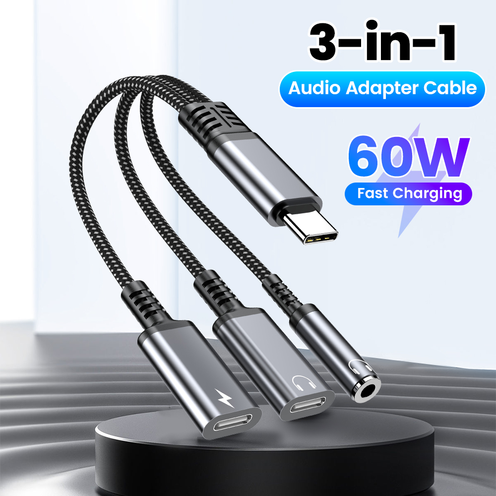 Earphone Splitter Jack - Аудиокабель-адаптер типа C 3 в 1,
