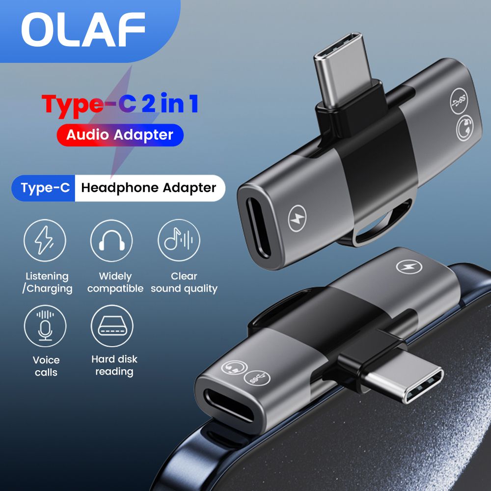 Earphone Splitter Jack - Аудиоадаптер 2 в 1, USB C