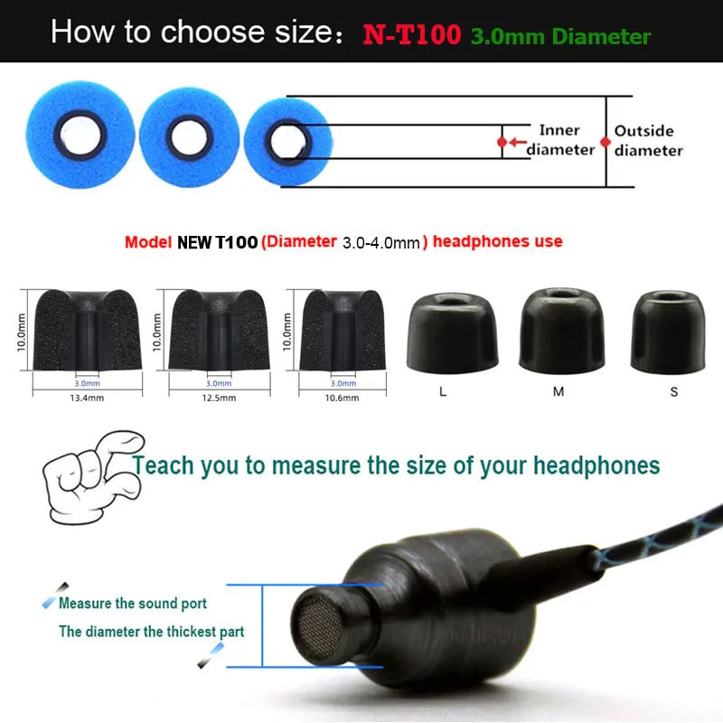 20 пар амбушюр ANJIRUI T100 из – обзор и цена Earphone Foam Tip